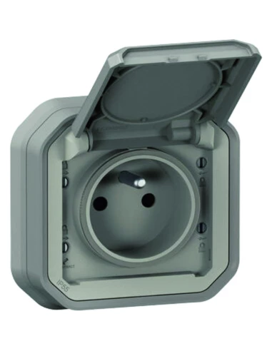 Plexo prise 2p+t encastre gris encastré - LEGRAND