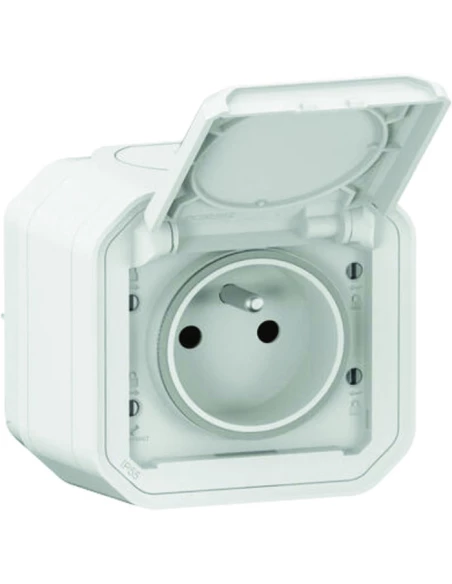 plexo 2p+t f/b blanc saillie