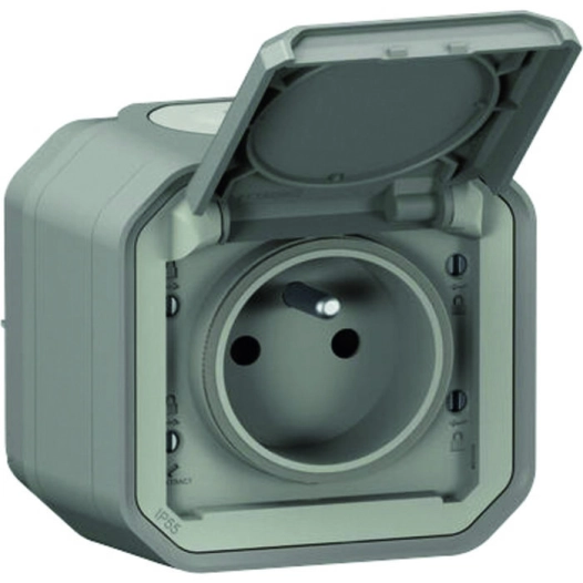 plexo 2p+t f/b gris saillie