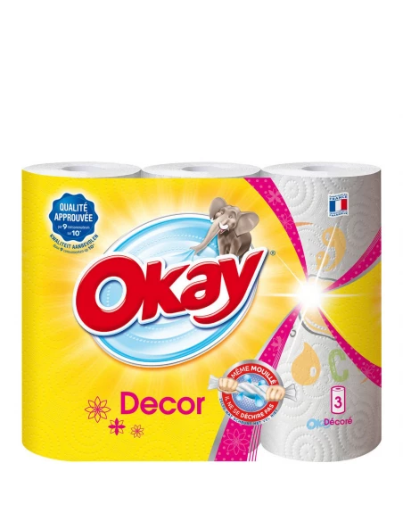 Essuie-tout décoré 3 rouleaux - OKAY