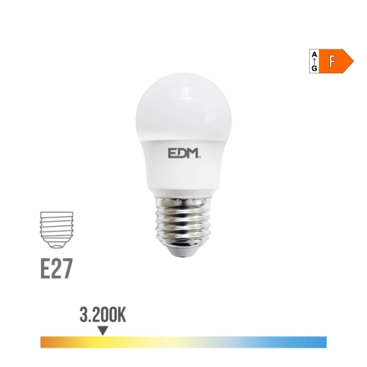 Ampoule Led Sphérique E27 8,5w 1000lm 3200k Lumière Chaude Ø4,5x8,6cm Edm
