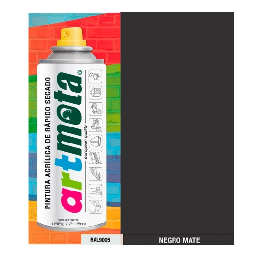 Spray Noir Mat Ral 9005 216ml Mota La02