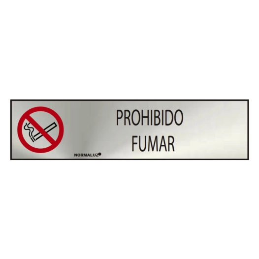 Panneau Informatif ''PROHIBIDO Fumar'' (INOX Adhesif 0.8mm) 5x20cm