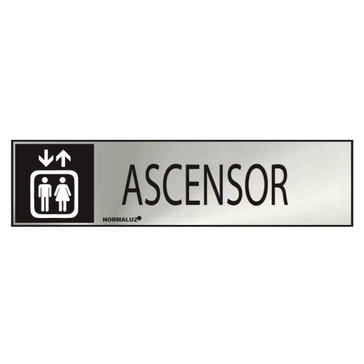 Panneau Informatif ''ASCENSOR'' (INOX Adhesif 0.8mm) 5x20cm
