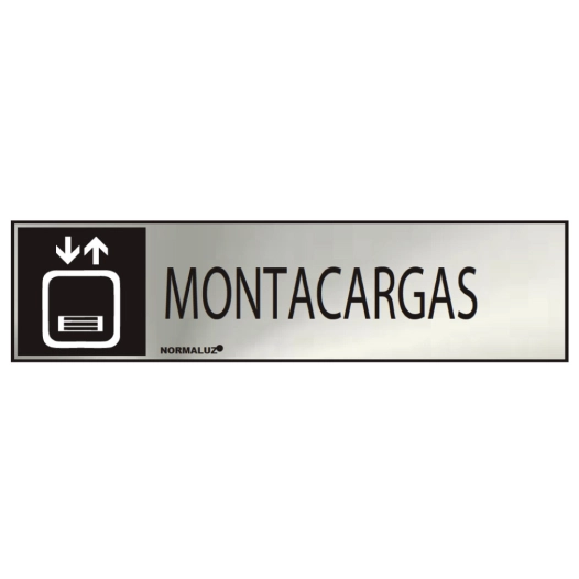 Panneau Informatif ''MONTACARGAS'' (INOX Adhesif 0.8mm) 5x20cm