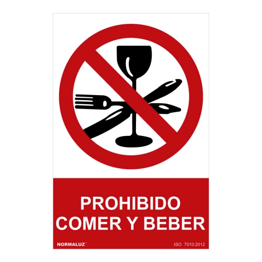 Panneau D'interdiction ''PROHIBIDO Comer Y Beber'' (PVC 0.7mm) 30x40cm