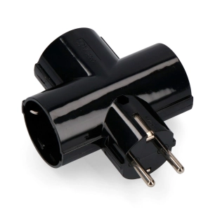 Triple Fiche Mâle Blister Noire En Bakélite Avec Terre 16a 250v Edm