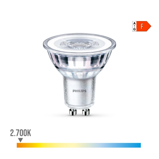 Ampoule Led Gu10 4.6w 390lm 2700k Lumière Chaude Ø5x5.4cm Philips