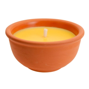 Bougie Anti-Moustique À La Citronelle bol en terre cuite : Ø13x6,5cm