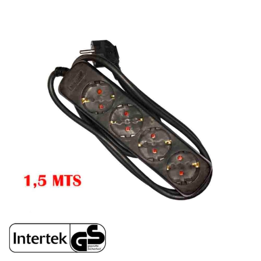 Multiprise 4 Prises Schuko 1,5m 3x1,5mm Noire Edm