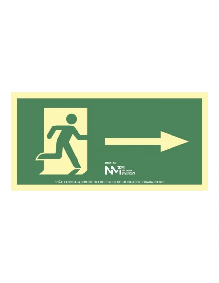 Panneau D'évacuation Fleche À Droite (PVC 1mm) Classe A 32x16cm