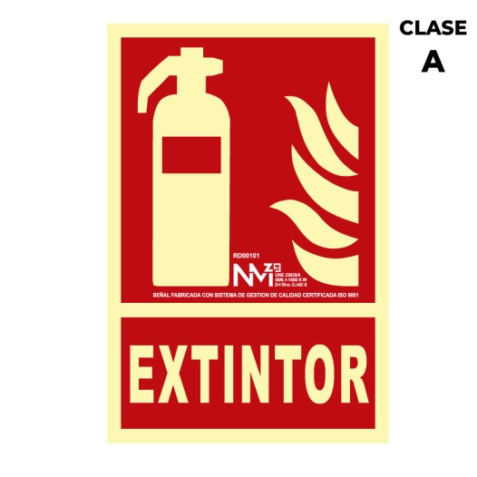 Panneau D'extinction ''EXTINTOR'' Classe A (PVC 1mm) 21x30cm