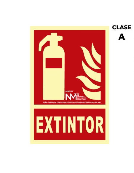 Panneau D'extinction ''EXTINTOR'' Classe A (PVC 1mm) 21x30cm