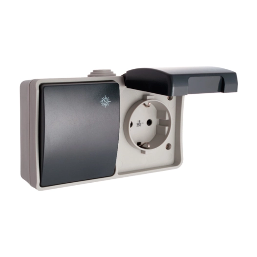 Interrupteur+Base Étanche Fixe 2p+T 16a 250v Solera