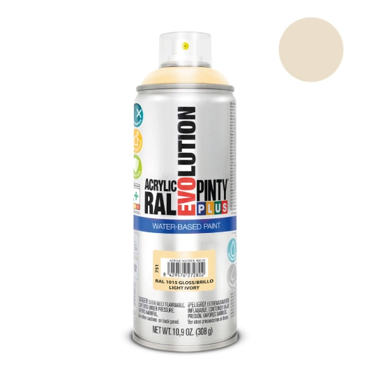 Peinture En Aérosol Pintyplus Evolution Water-Based 520cc Ral 1015 Ivoire Clair