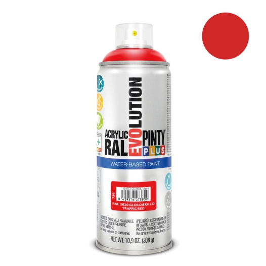 Peinture En Aérosol Pintyplus Evolution Water-Based 520cc Ral 3020 Rouge Signalisation