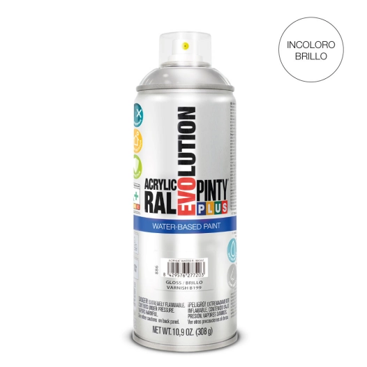 Peinture En Aérosol Pintyplus Evolution Water-Based 520cc B199 Vernis Brillant