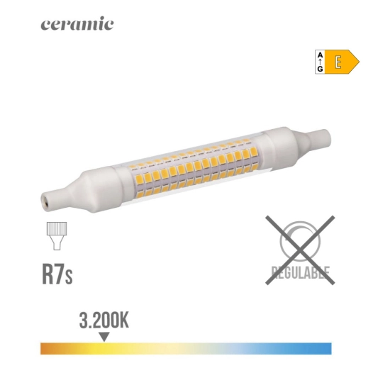 Ampoule Led Lineaire 118mm R7s 9w 1100lm 3200k Lumière Chaude Base Ceramique Ø1.5x11.8cm Edm