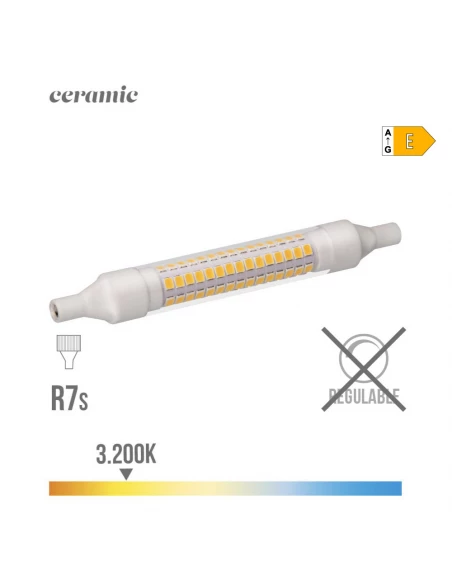 Ampoule Led Lineaire 118mm R7s 9w 1100lm 3200k Lumière Chaude Base Ceramique Ø1.5x11.8cm Edm