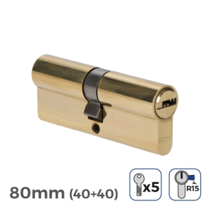 Cylindre De Porte 80mm (40+40MM) Largeur De Came R15 5 Clés De Sécurité Inclus Edm
