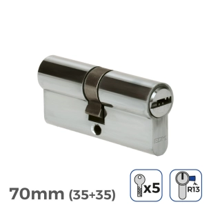 Cylindre De Porte À Nickel 70mm (35+35MM) Court Cam R13 Avec 5 Clés De Sécurité Inclus Edm