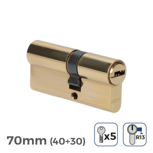 Cylindre De Porte À Nickel 70mm (40+30MM) Court Cam R13 Avec 5 Clés De Sécurité Inclus Edm