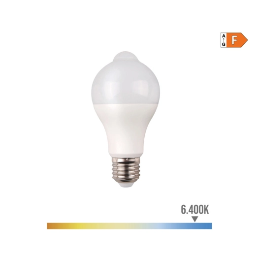 Ampoule Led Standard Avec ''CAPTEUR De Présence Et De Crépuscule'' E27 12w 1055lm 6400k Lumière Froide Ø6x11cm Edm