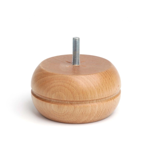 Pied Rond En Bois Hêtre Couleur Hêtre Laqué Transparent Mod.459. Dimensions Ø9x5cm Rei