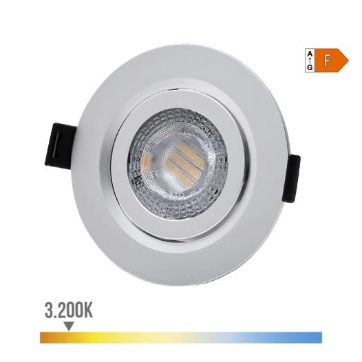 Downlight Led Encastrable 9w 806lm Ra80 3200k Cadre Rond Chrome Edm