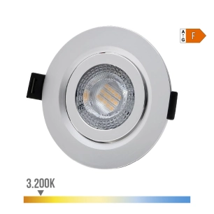 Downlight Led Encastrable 9w 806lm Ra80 3200k Cadre Rond Chrome Edm