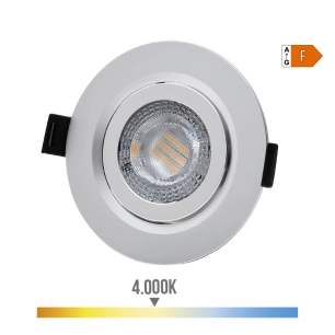 Downlight Led Encastrable 9w 806lm Ra80 4000k Cadre Rond Chrome Edm