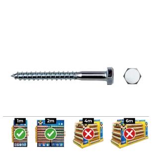 Boite De 75 Vis Semi Filetées À Tête Hexagonale Din/Ref 571 6x60 Acier Zinqué - Celo.