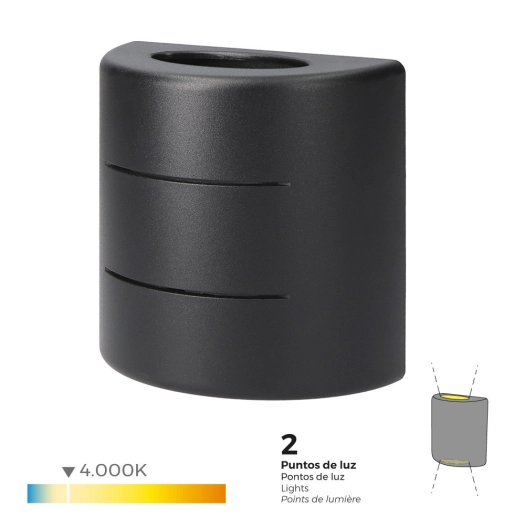 Applique Murale Led 6w 60lm 4000k Ovale Lumière Du Jour Ip65 12x12x6cm Avec Rayures Edm