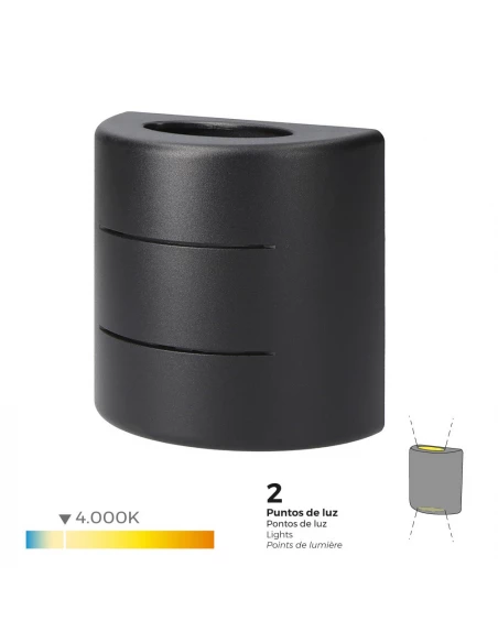 Applique Murale Led 6w 60lm 4000k Ovale Lumière Du Jour Ip65 12x12x6cm Avec Rayures Edm