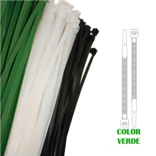 Colliers De Serrage Plastique Vert 380x4,8 Mm (SACHET 100 U.) Nylon De Haute Qualité
