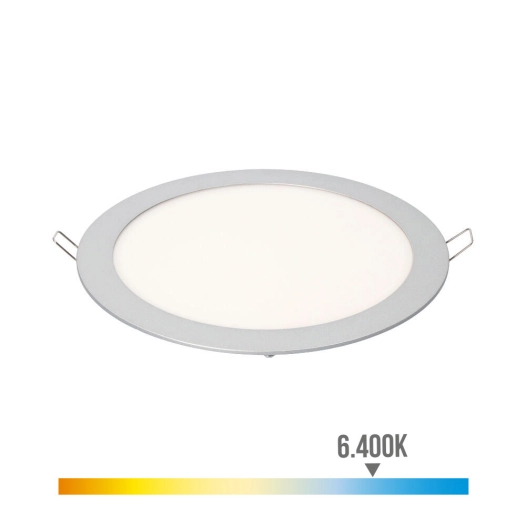 Downlight Led Encastré Rond 20w Lumière Froide 6400k 1500lm Chrome Ø22.5cm Edm
