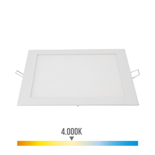 Downlight Led Encastrable Carre 20w Lumière Du Jour 4000k 1500lm Blanc 22x22cm Edm