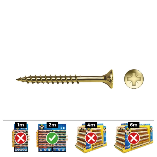 Boîte De 50 Vis À Bois Pz Fraisées R/Parc Din/Ref Vloxp 6 X 90 Bricomat + Lubr. Celo