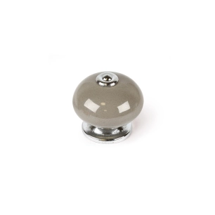 Lot 4 Boutons Ronds Pour Meuble Porcelaine Gris Mod.E517 Ø40mm. Rei