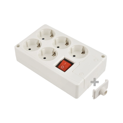 Multiprise Bipolaire 5 Prises T/T Latérale 16a 250v Blanche + Interrupteur À Voyant Solera 8105il
