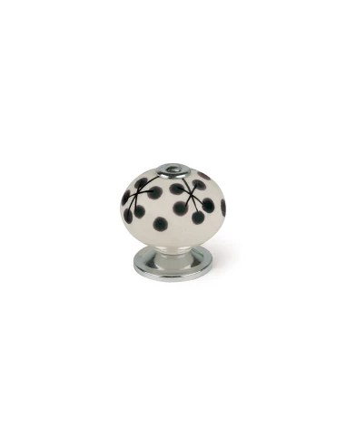 Lot 4 Boutons Ronds Pour Meuble Porcelaine Flor Bleu Mod.E506 Ø40mm. Rei