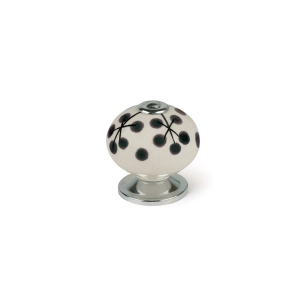 Lot 4 Boutons Ronds Pour Meuble Porcelaine Flor Bleu Mod.E506 Ø40mm. Rei