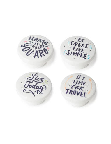 Lot 4 Boutons Ronds Pour Meuble Bois Illustré Mod.M7 Ø38mm. Rei