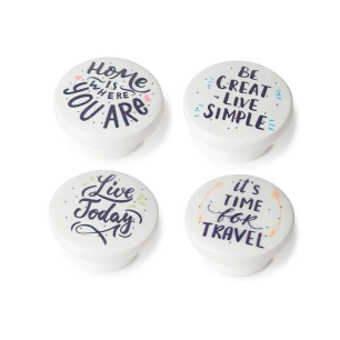 Lot 4 Boutons Ronds Pour Meuble Bois Illustré Mod.M7 Ø38mm. Rei