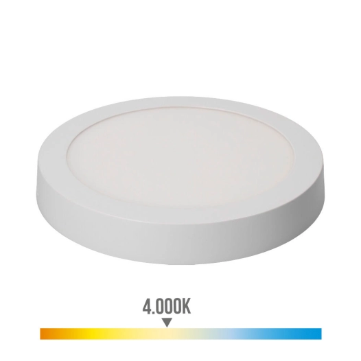 Downlight Led À Surface Ronde 20w 1500lm 4000k Blanc Lumière Du Jour Ø22,5x4cm Edm