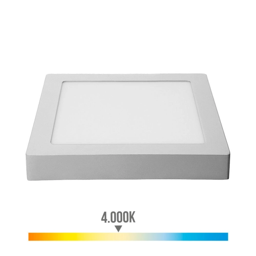 Downlight Led À Surface Carre 20w 1500lm 4000k Chrome Lumière Du Jour 22,5x22,5x4cm Edm