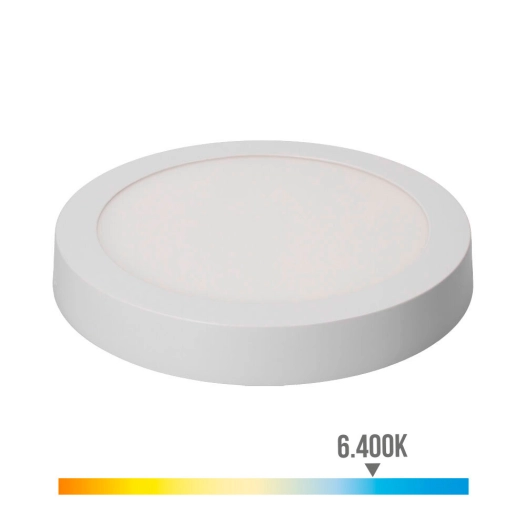 Downlight Led À Surface Ronde 20w 1500lm 6400k Lumière Froide. Blanc Edm