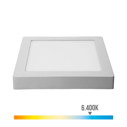 Downlight Led À Surface Carre 20w 1500lm 6400k Chrome Lumière Froide 22,5x22,5x4cm Edm