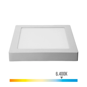 Downlight Led À Surface Carre 20w 1500lm 6400k Chrome Lumière Froide 22,5x22,5x4cm Edm