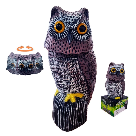 Chouette A Tete Rotative Repulsifs Oiseau Ø19x40cm Edm